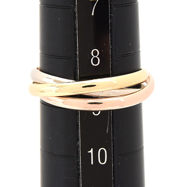 カルティエ 指輪 レディース トリニティ リング 49号 実寸9号弱 3連 1.8mm ゴールド Cartier 750YG×WG×PG ゴールド 中古
