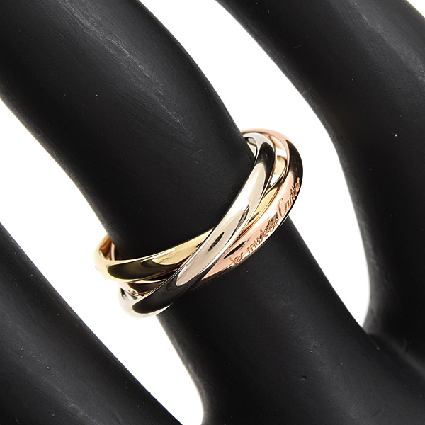 カルティエ 指輪 レディース トリニティ リング 49号 実寸9号弱 3連 1.8mm ゴールド Cartier 750YG×WG×PG ゴールド 中古