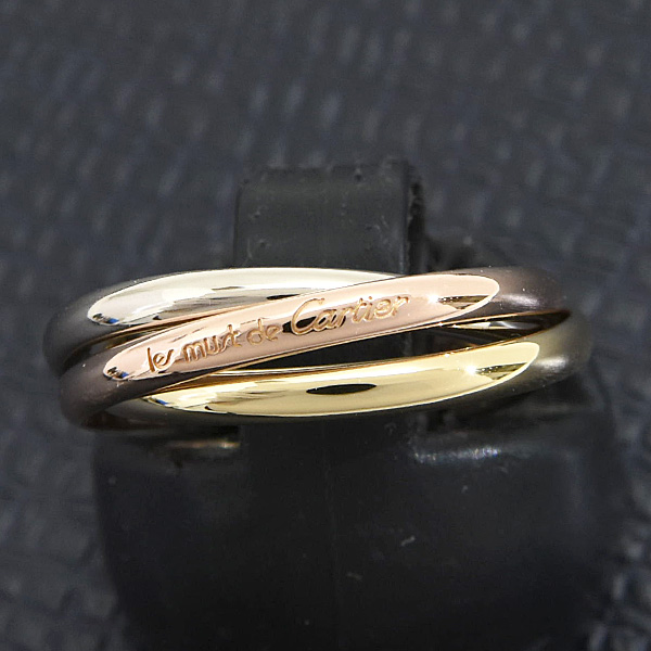 カルティエ 指輪 レディース トリニティ リング 49号 実寸9号弱 3連 1.8mm ゴールド Cartier 750YG×WG×PG ゴールド 中古