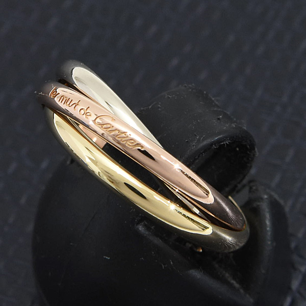 カルティエ 指輪 レディース トリニティ リング 49号 実寸9号弱 3連 1.8mm ゴールド Cartier 750YG×WG×PG ゴールド 中古