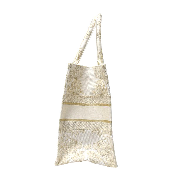 クリスチャンディオール バッグ レディース ブックトート ハンドバッグ キャンバス オフホワイト×ゴールド Christian Dior 中古