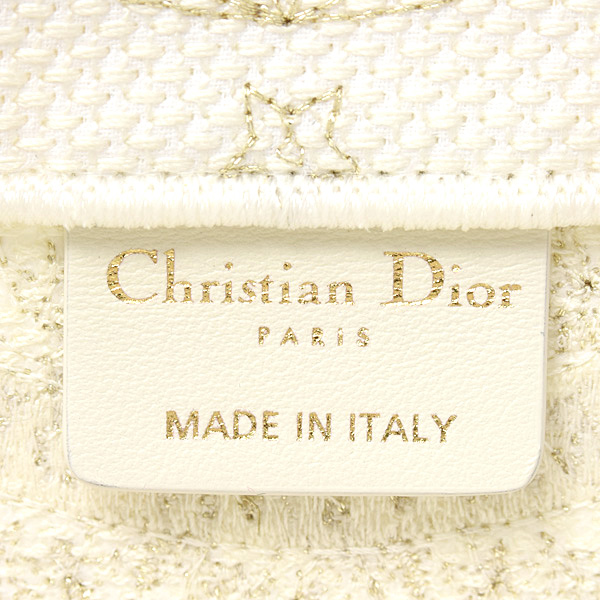 クリスチャンディオール バッグ レディース ブックトート ハンドバッグ キャンバス オフホワイト×ゴールド Christian Dior 中古