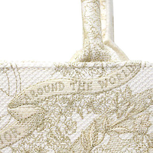 クリスチャンディオール バッグ レディース ブックトート ハンドバッグ キャンバス オフホワイト×ゴールド Christian Dior 中古