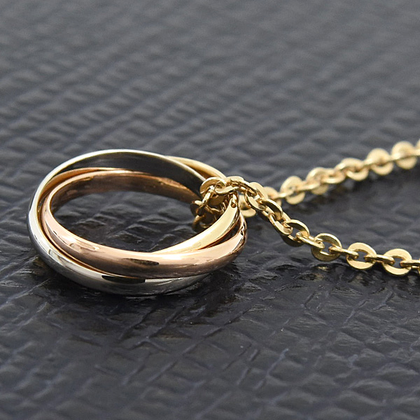 カルティエ ネックレス レディース ベビー トリニティ 750YG×WG×PG ゴールド Cartier 中古