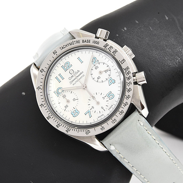 オメガ 時計 レディーススピードマスター クロノグラフ 自動巻 シェル文字盤 SS ステンレス OMEGA 3802.71.53 中古