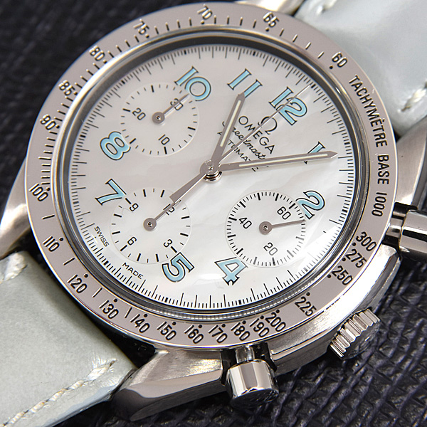 オメガ 時計 レディーススピードマスター クロノグラフ 自動巻 シェル文字盤 SS ステンレス OMEGA 3802.71.53 中古