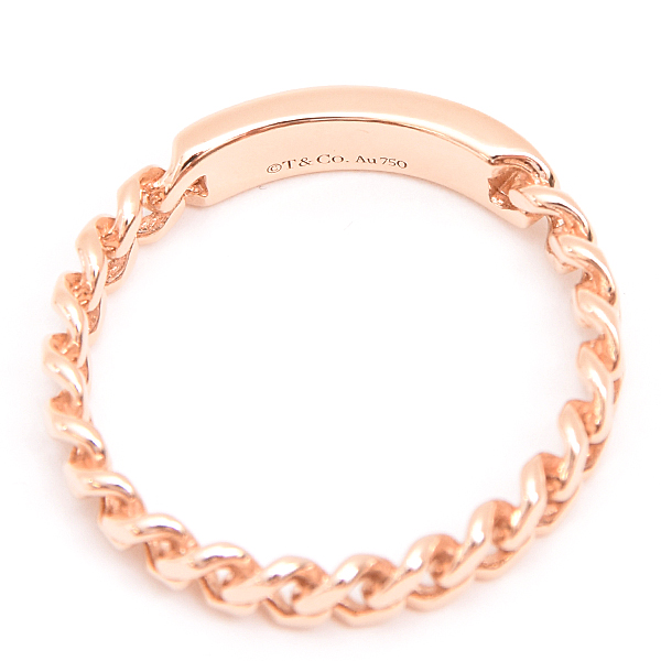 ティファニー 指輪 メンズ レディース マイクロリンク 2Pダイヤ リング 17号 ピンクゴールド TIFFANY 750PG 中古