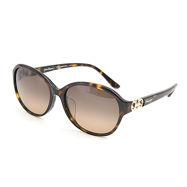 フェラガモ サングラス レディース ブラウングラデーションカラーレンズ オーバル セルフレーム Ferragamo SF804SA CE 中古