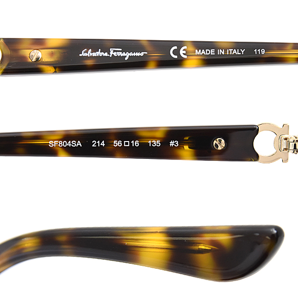フェラガモ サングラス レディース ブラウングラデーションカラーレンズ オーバル セルフレーム Ferragamo SF804SA CE 中古