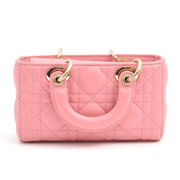 クリスチャンディオール バッグ レディース Lady D-Joy マイクロバッグ　カナージュ ミニバッグ ピンク ラムスキン Christian Dior 中古