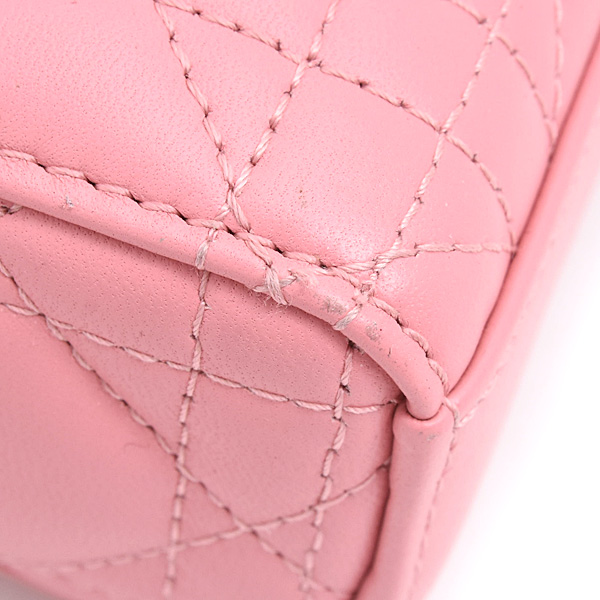 クリスチャンディオール バッグ レディース Lady D-Joy マイクロバッグ　カナージュ ミニバッグ ピンク ラムスキン Christian Dior 中古