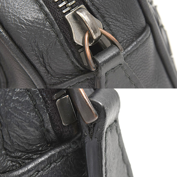 ボッテガヴェネタ バッグ メンズ イントレチャート ベルトバッグ ウエストバッグ ブラック ラムスキン BOTTEGA VENETA 中古