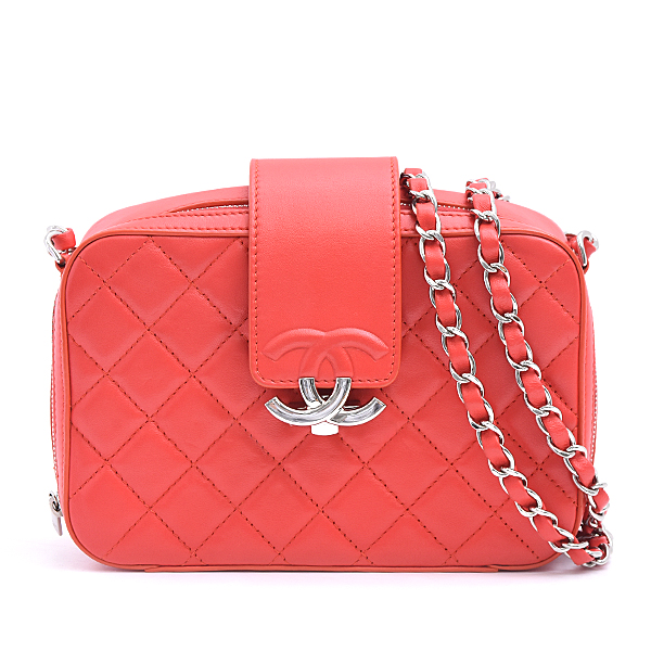 シャネル バッグ レディース マトラッセ ハーフココ チェーン ショルダーバッグ ラムスキン レッド CHANEL 中古