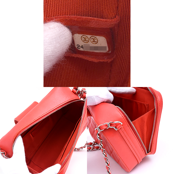 シャネル バッグ レディース マトラッセ ハーフココ チェーン ショルダーバッグ ラムスキン レッド CHANEL 中古