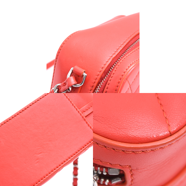 シャネル バッグ レディース マトラッセ ハーフココ チェーン ショルダーバッグ ラムスキン レッド CHANEL 中古