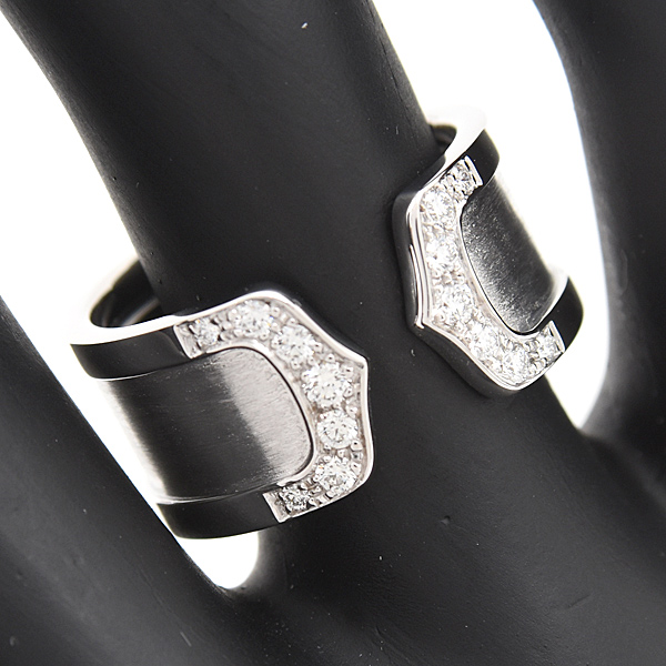 カルティエ レディース 指輪 C2 ダイヤ リング 52号 実寸13号 ホワイトゴールド 750WG Cartier 中古