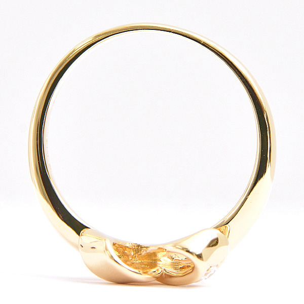 ミキモト 指輪 レディース リボンモチーフ 3P ダイヤモンド リング 実測12号 イエローゴールド D0.06ct MIKIMOTO K18 中古