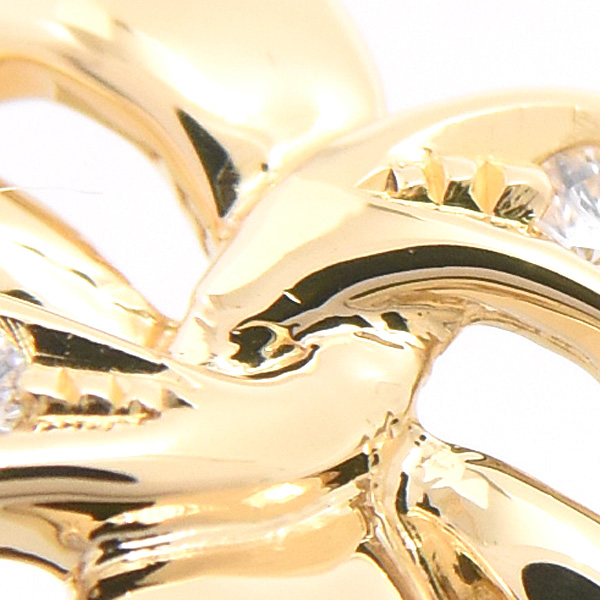 ミキモト 指輪 レディース リボンモチーフ 3P ダイヤモンド リング 実測12号 イエローゴールド D0.06ct MIKIMOTO K18 中古