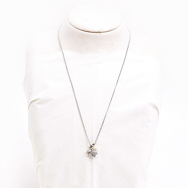 ミキモト ペンダント レディース クローバーモチーフ 1Pパール 4.7mm珠 6Pダイヤモンド ネックレス ホワイトゴールド MIKIMOTO K18WG 中古