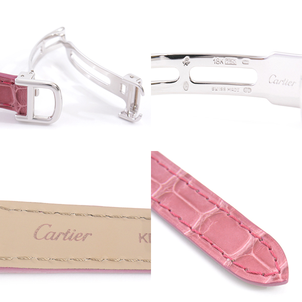 カルティエ 時計 レディース タンクシノワーズ ダイヤモンドベゼル 電池式 ホワイトゴールド Cartier 750WG 中古