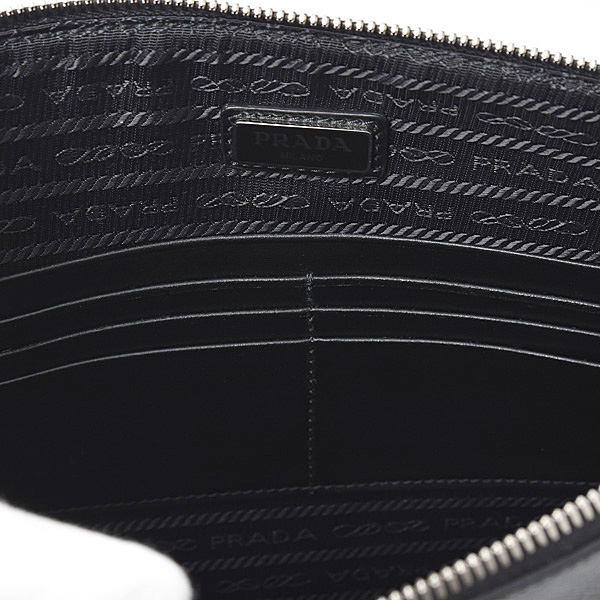 プラダ バッグ メンズ バナナ柄 クラッチバッグ サフィアーノレザー ブラック×イエロー PRADA 中古