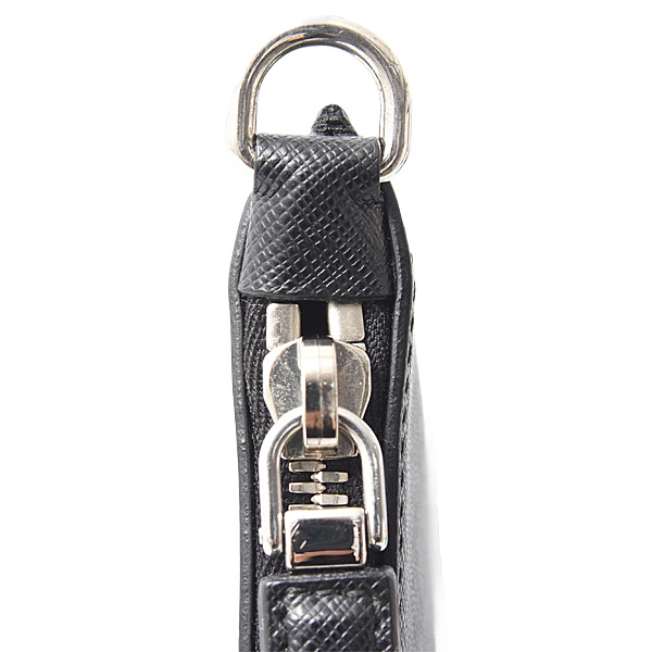 プラダ バッグ メンズ バナナ柄 クラッチバッグ サフィアーノレザー ブラック×イエロー PRADA 中古