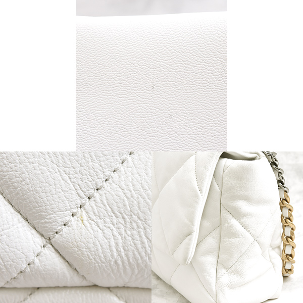 シャネル バッグ レディース シャネル19 ラージ ハンドルバッグ チェーンショルダー 30番台 ホワイト ラムスキン CHANEL AS1161 中古