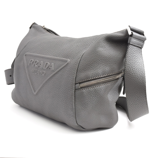 プラダ バッグ レディース メンズ ヴィッテロダイノ ショルダー レザー グレー PRADA 2VH165 中古
