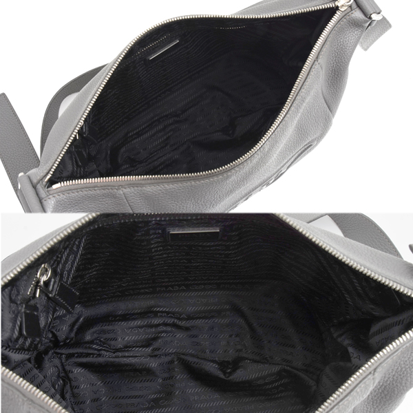 プラダ バッグ レディース メンズ ヴィッテロダイノ ショルダー レザー グレー PRADA 2VH165 中古
