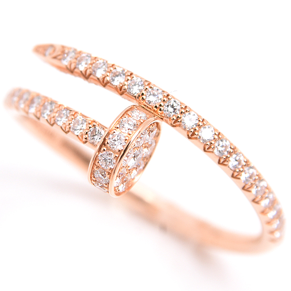 カルティエ 指輪 ユニセックス ジュストアンクル ダイヤ リング 56号 ピンクゴールド Cartier 750PG 中古