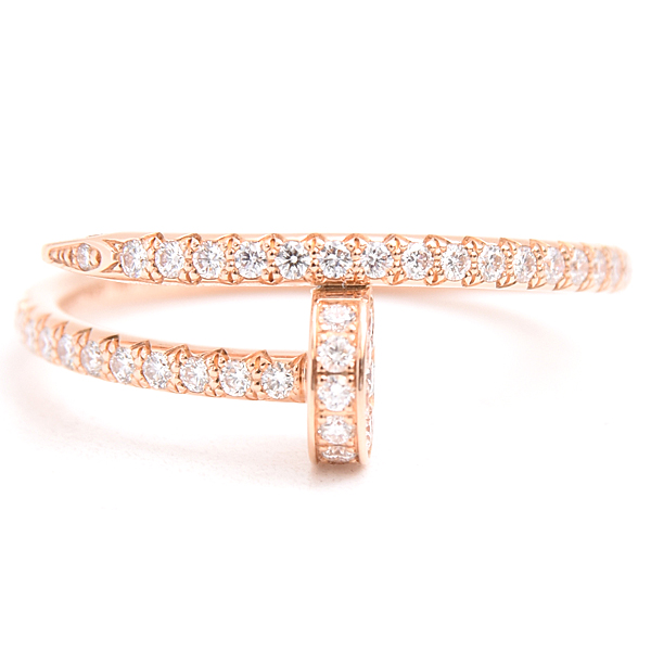 カルティエ 指輪 ユニセックス ジュストアンクル ダイヤ リング 56号 ピンクゴールド Cartier 750PG 中古