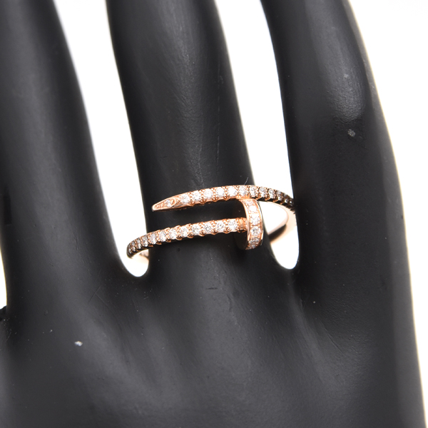 カルティエ 指輪 ユニセックス ジュストアンクル ダイヤ リング 56号 ピンクゴールド Cartier 750PG 中古