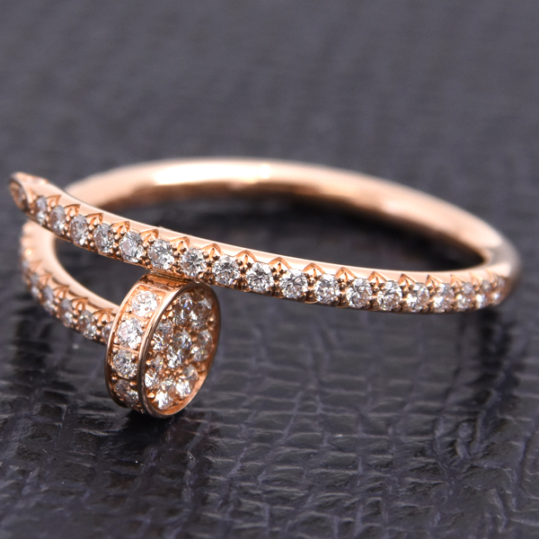 カルティエ 指輪 ユニセックス ジュストアンクル ダイヤ リング 56号 ピンクゴールド Cartier 750PG 中古