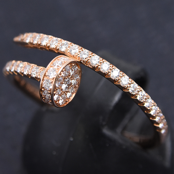 カルティエ 指輪 ユニセックス ジュストアンクル ダイヤ リング 56号 ピンクゴールド Cartier 750PG 中古