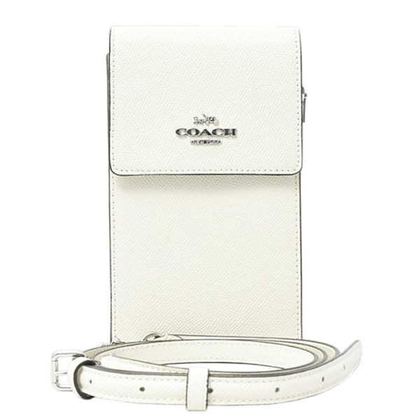 コーチ バッグ レディース ノースサウス フォン スマホショルダー チョーク レザー COACH 中古