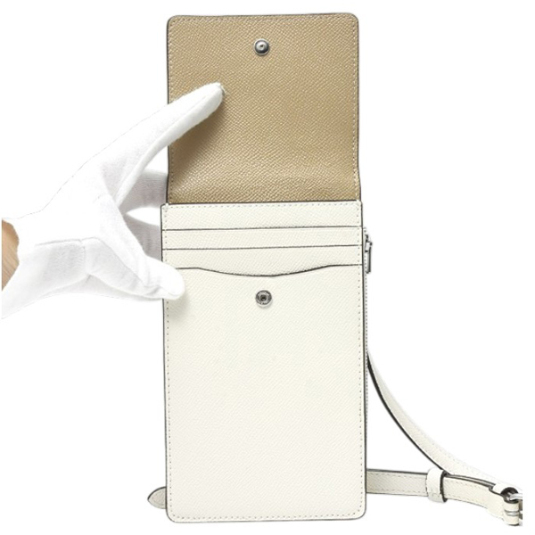 コーチ バッグ レディース ノースサウス フォン スマホショルダー チョーク レザー COACH 中古