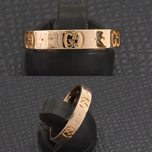 グッチ 指輪 メンズ アイコン リング 18号 実寸17号強 ピンクゴールド GUCCI 750PG 中古