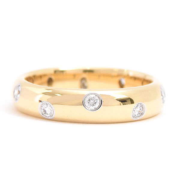 ティファニー 指輪 レディース ドッツ リング 9号 イエローゴールド プラチナ 750YG×PT950 TIFFANY 中古