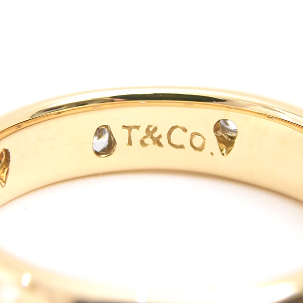 ティファニー 指輪 レディース ドッツ リング 9号 イエローゴールド プラチナ 750YG×PT950 TIFFANY 中古