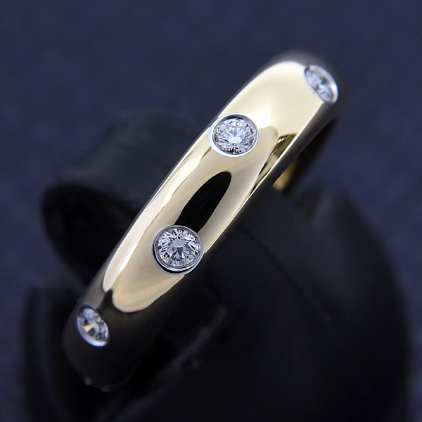 ティファニー 指輪 レディース ドッツ リング 9号 イエローゴールド プラチナ 750YG×PT950 TIFFANY 中古