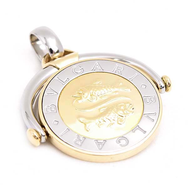 ブルガリ ペンダント メンズ レディース ホロスコープ うお座 ペンダントトップ ステンレス ゴールド BVLGARI SS 750YG 中古