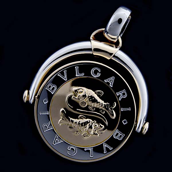 ブルガリ ペンダント メンズ レディース ホロスコープ うお座 ペンダントトップ ステンレス ゴールド BVLGARI SS 750YG 中古