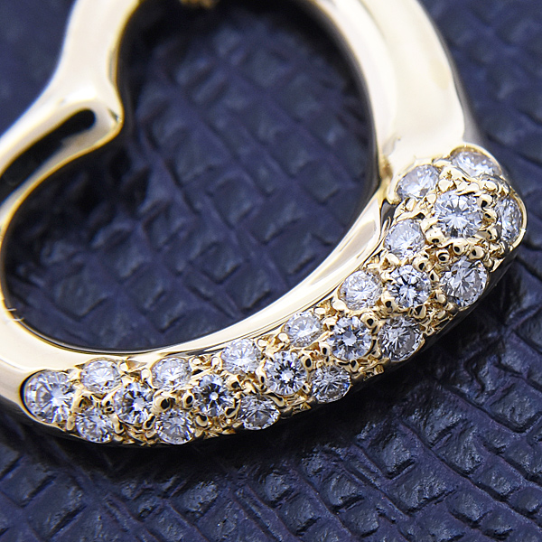 ティファニー ネックレス レディース オープンハート パヴェダイヤ ペンダント イエローゴールド 750YG TIFFANY 中古