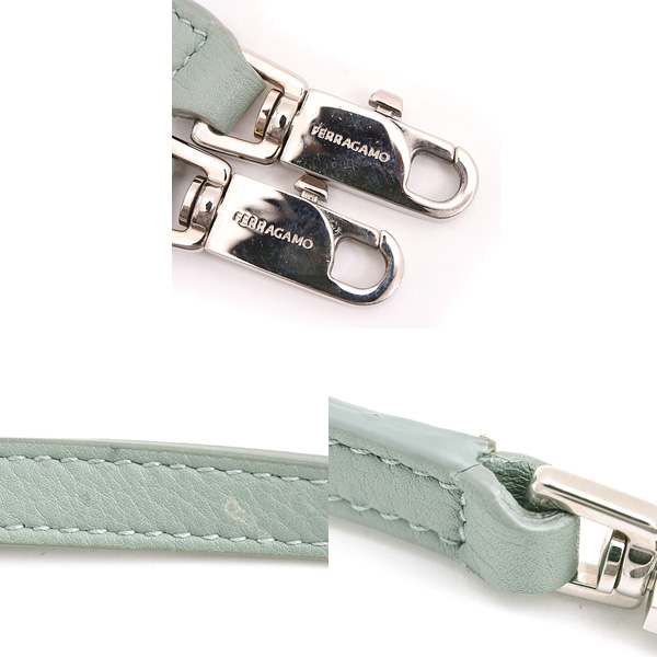 フェラガモ バッグ レディース ガンチーニ ハグ ハンドバッグ XS 2WAY ブルーグリーン系 カーフ FERRAGAMO 215975 中古