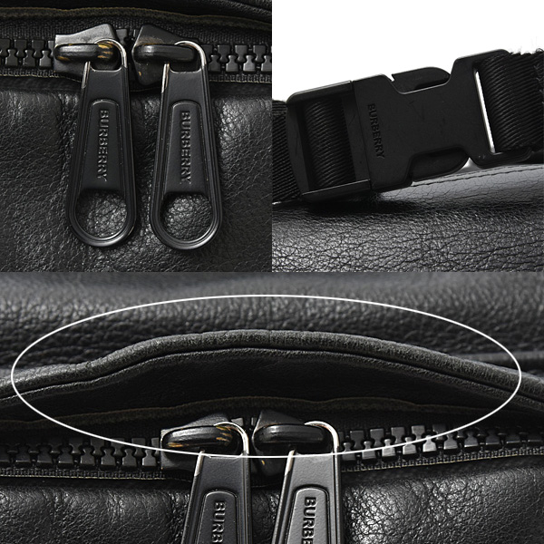 バーバリー バッグ メンズ バックパック リュック ロゴ カーフ ブラック BURBERRY 中古