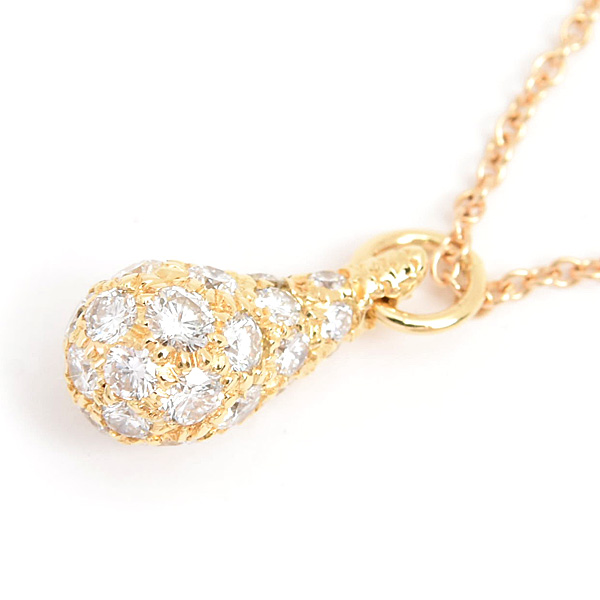 ティファニー ネックレス レディース ティアドロップ ダイヤ ペンダント エルサペレッティ イエローゴールド 750YG TIFFANY 中古