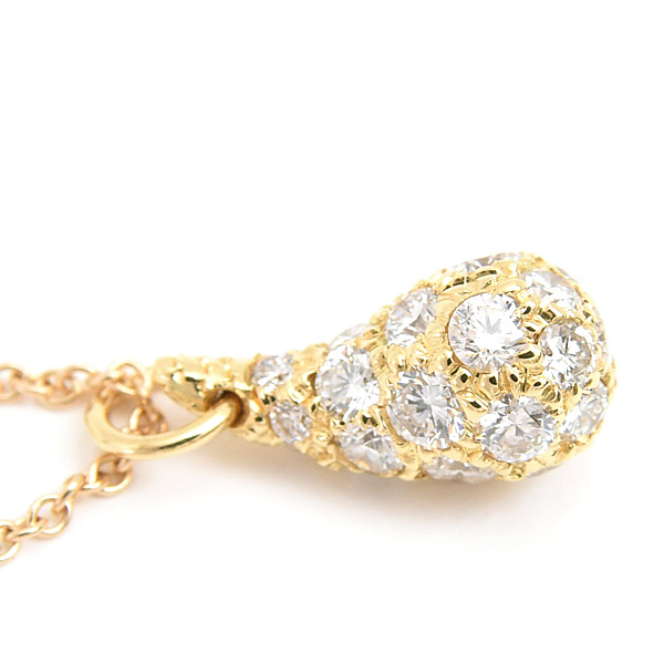 ティファニー ネックレス レディース ティアドロップ ダイヤ ペンダント エルサペレッティ イエローゴールド 750YG TIFFANY 中古