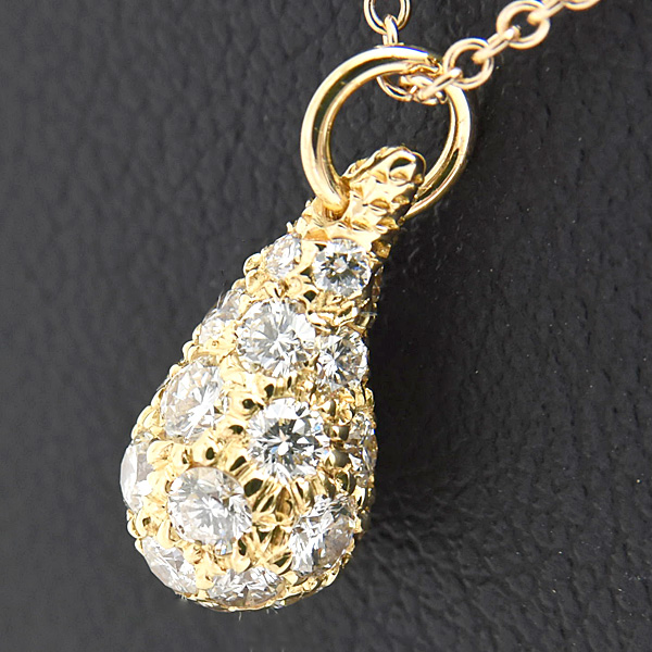 ティファニー ネックレス レディース ティアドロップ ダイヤ ペンダント エルサペレッティ イエローゴールド 750YG TIFFANY 中古