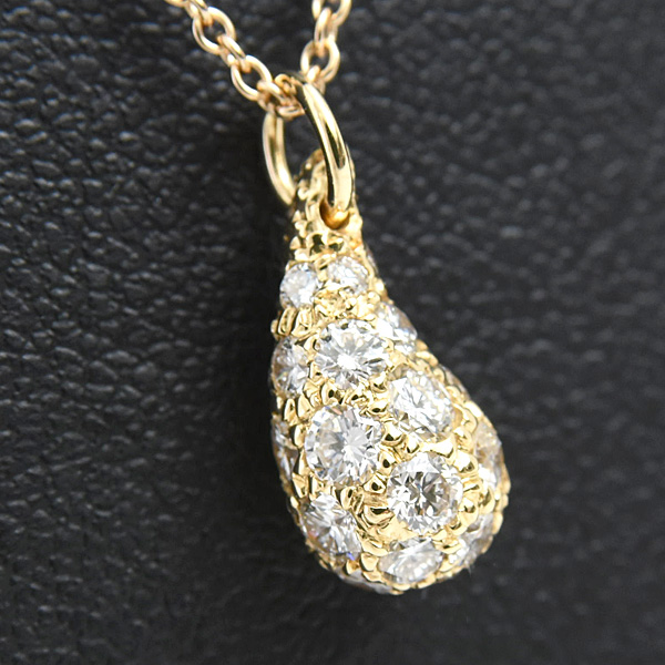 ティファニー ネックレス レディース ティアドロップ ダイヤ ペンダント エルサペレッティ イエローゴールド 750YG TIFFANY 中古