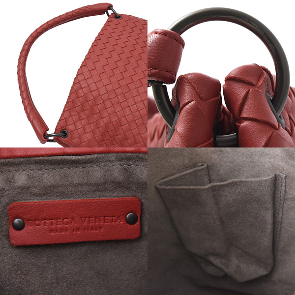 ボッテガヴェネタ バッグ レディース イントレチャート ワンショルダーバッグ レッド系 BOTTEGA VENETA 255690 中古